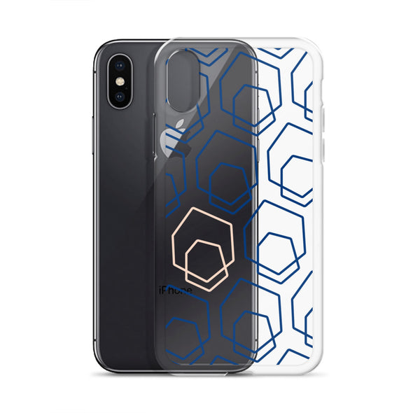 Firebrand Collective Pattern iPhone Case (Clear/Blue/Peach)